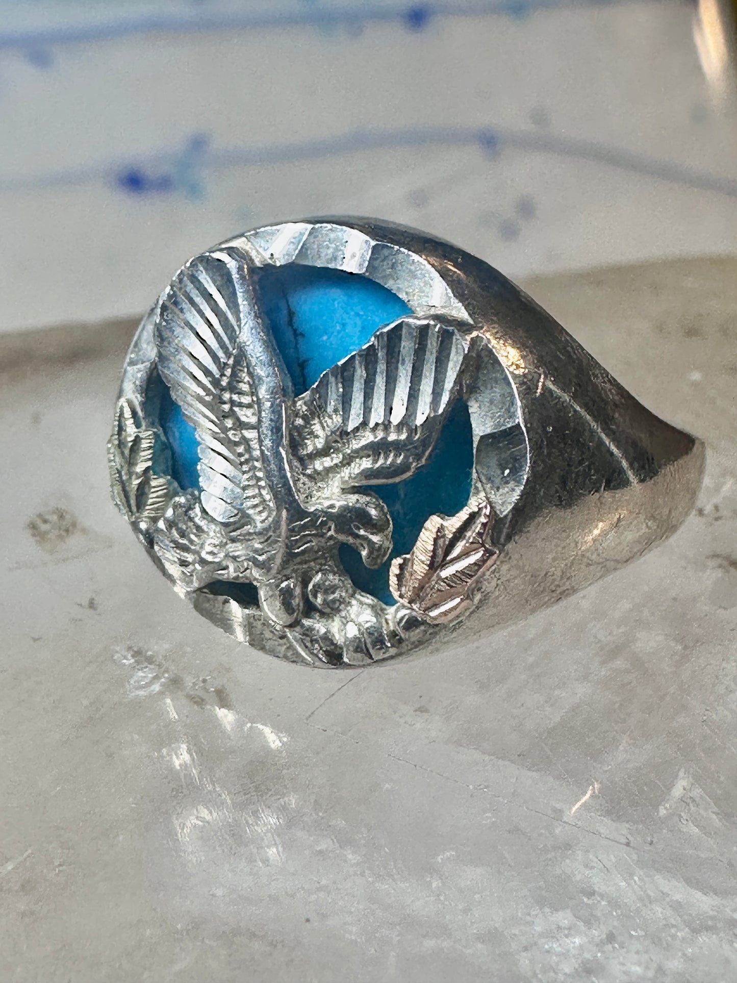 Black Hills Gold ring turquoise Eagle Size 7.25 sterling silver women men