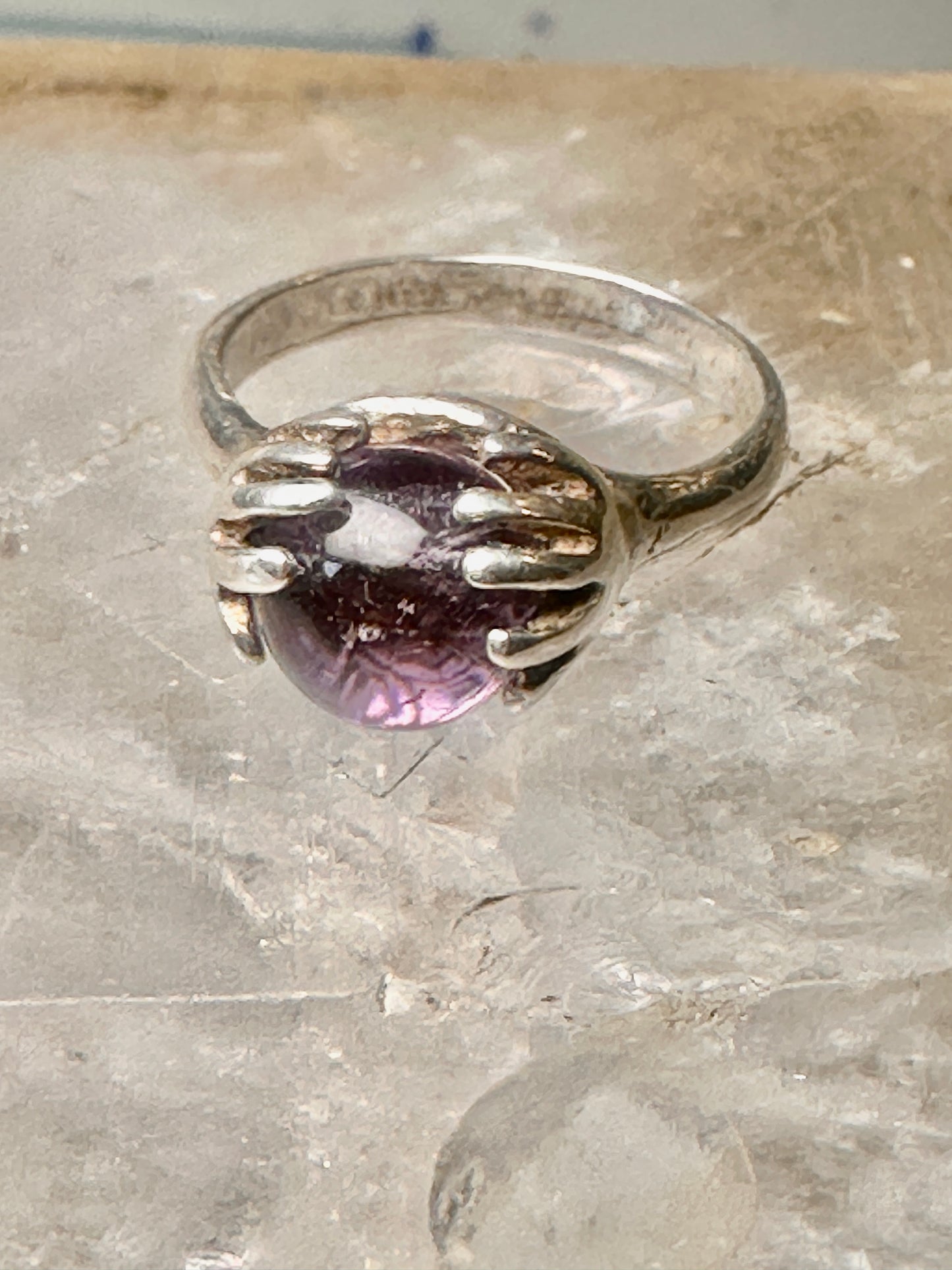 Hands ring size 6 amethyst orb ball globe band sterling silver women