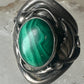 Malachite ring leaves feathers Navajo size 8 sterling silver women men