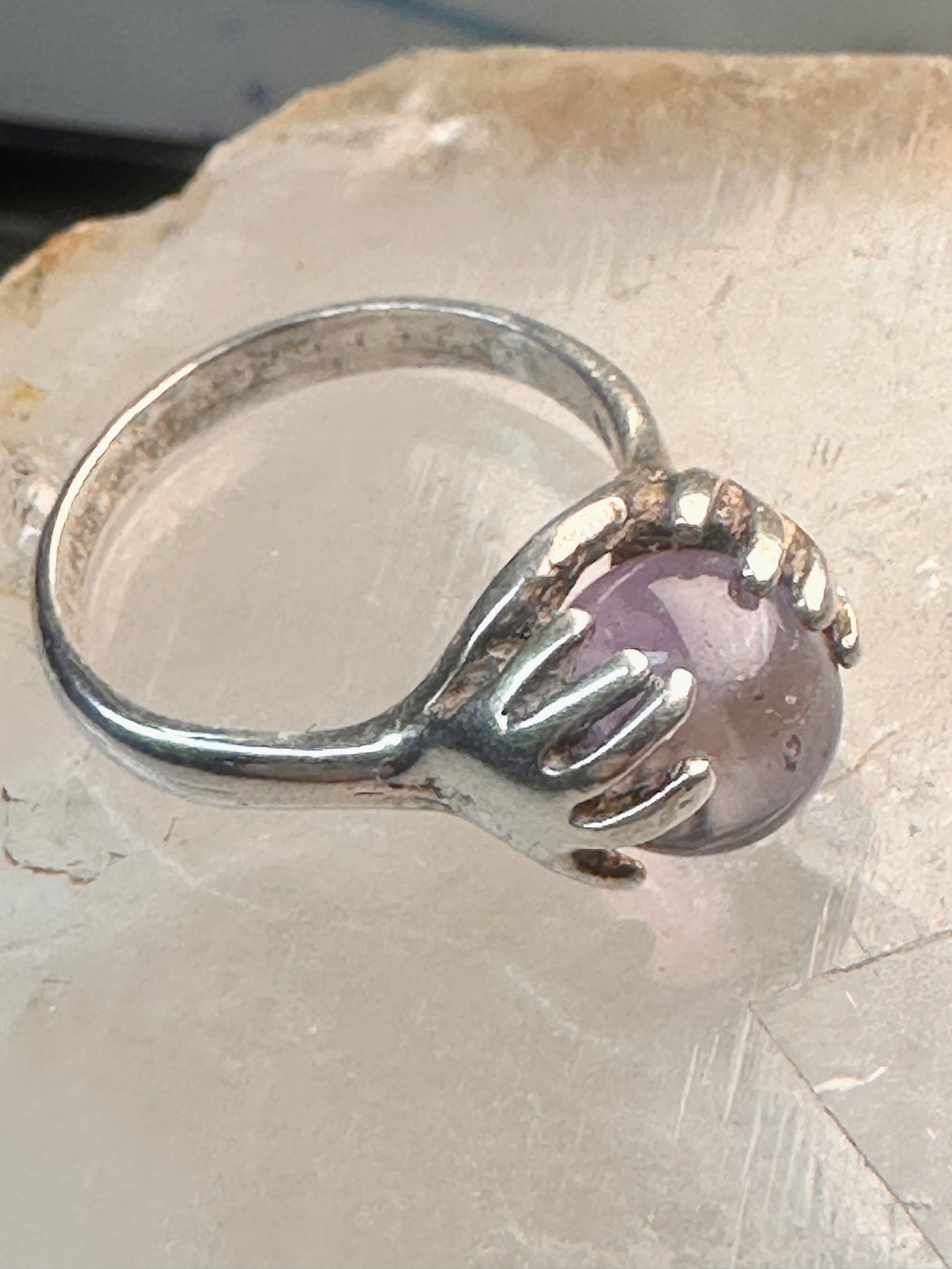 Hands ring size 6 amethyst orb ball globe band sterling silver women
