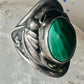 Malachite ring leaves feathers Navajo size 8 sterling silver women men