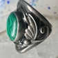 Malachite ring leaves feathers Navajo size 8 sterling silver women men