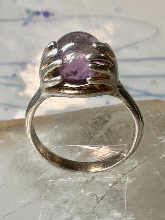 Hands ring size 6 amethyst orb ball globe band sterling silver women