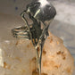 Skull Bird Ring Raven long band size 7.75 sterling silver women