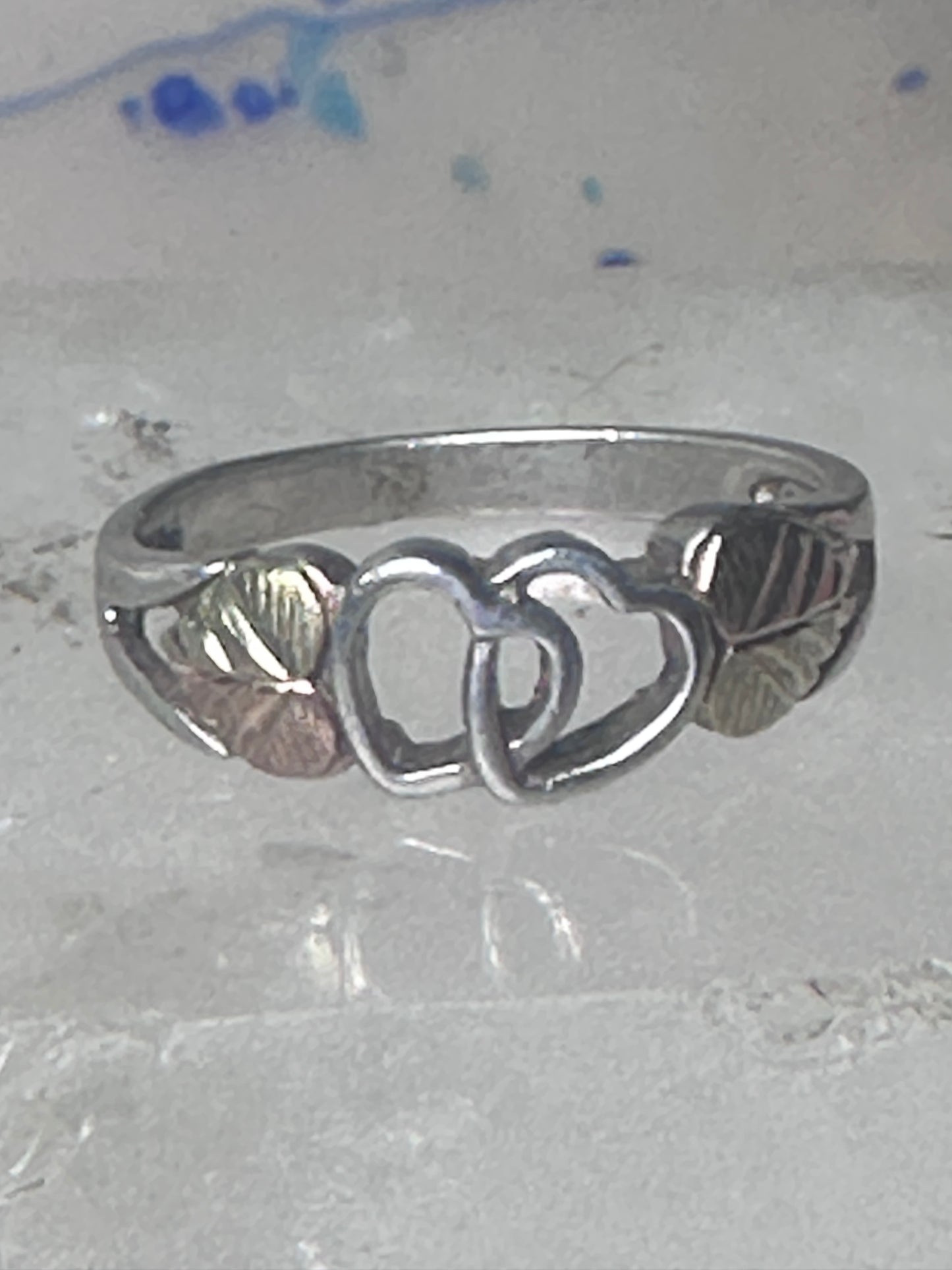 Black Hills ring double heart love band Valentine size 7 sterling silver women girl