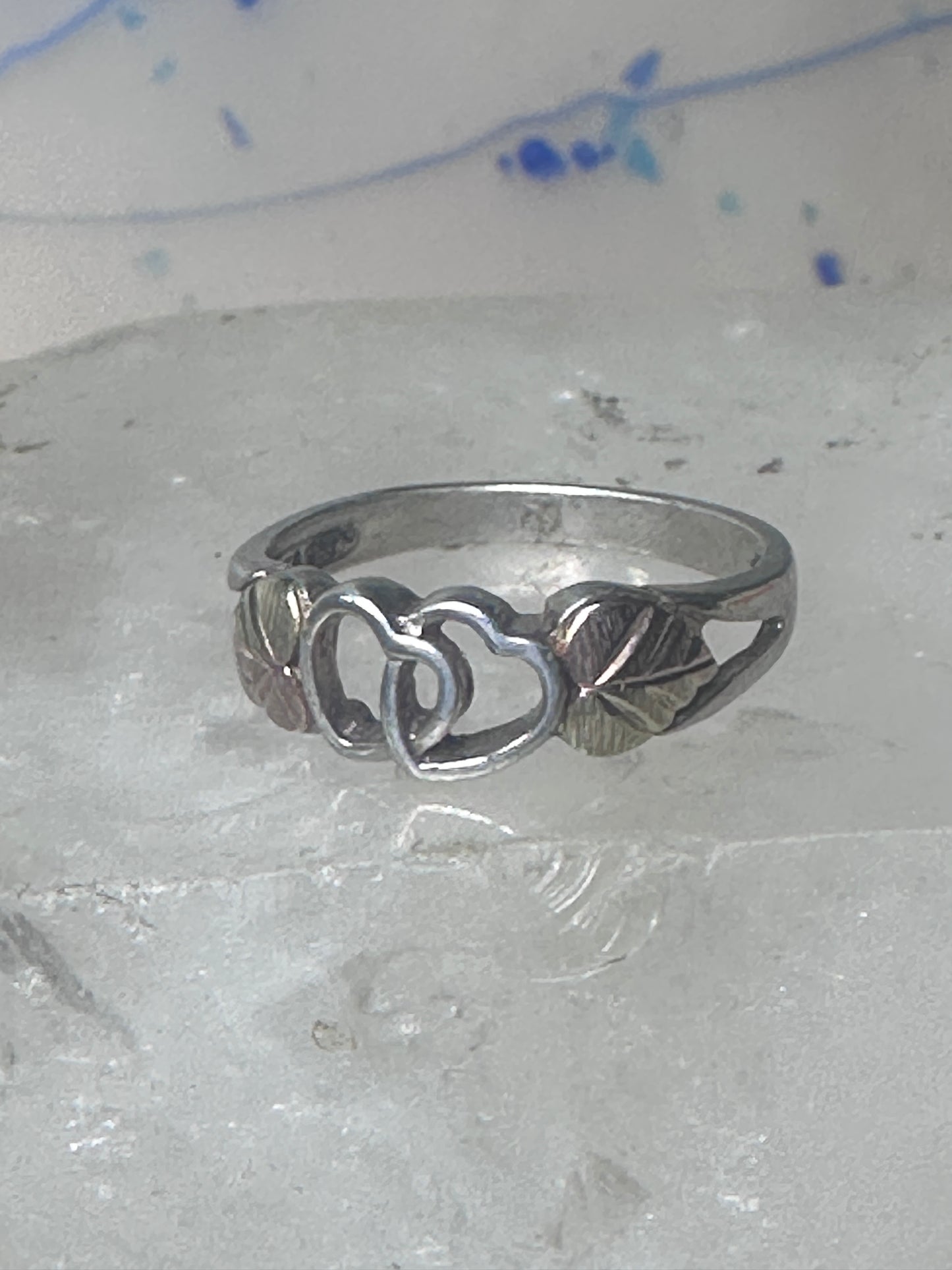 Black Hills ring double heart love band Valentine size 7 sterling silver women girl
