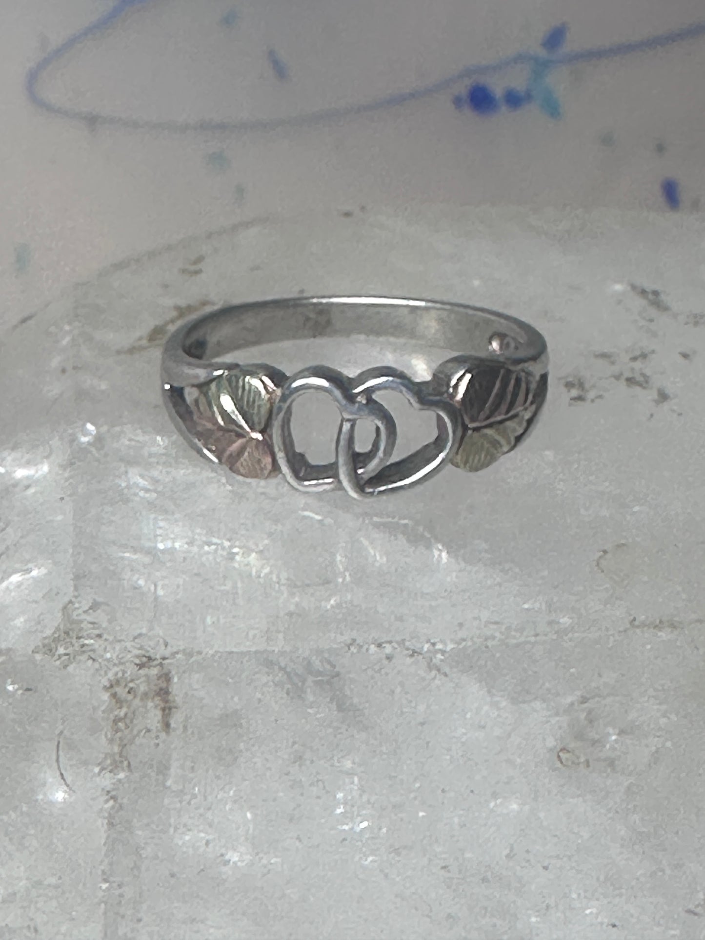 Black Hills ring double heart love band Valentine size 7 sterling silver women girl