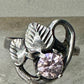 Pink Ice ring  leaves floral band size 3.50 women girls