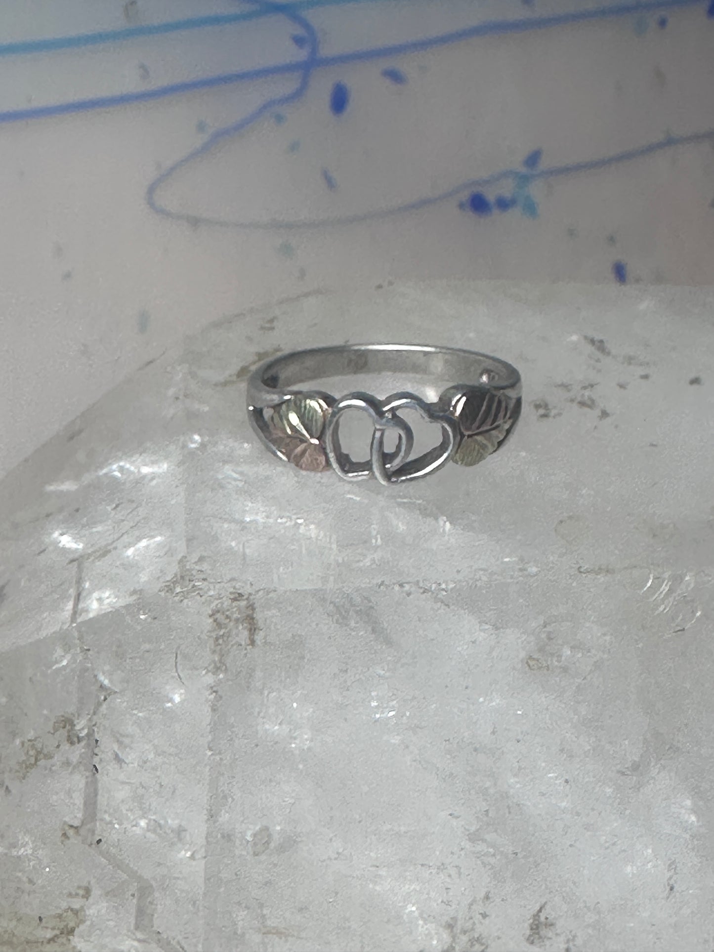 Black Hills ring double heart love band Valentine size 7 sterling silver women girl