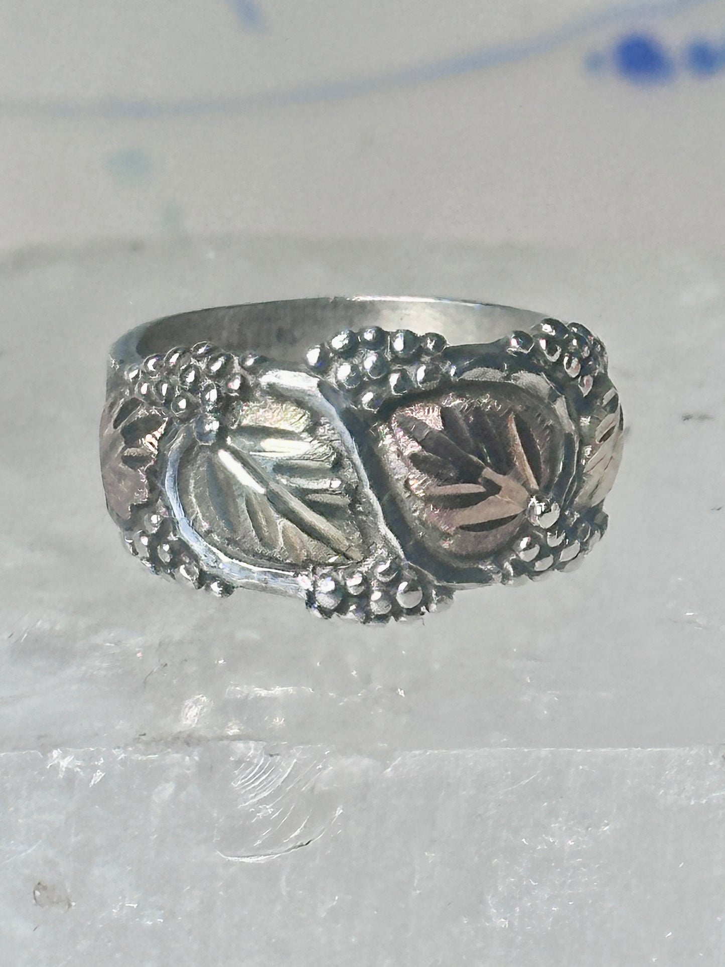 Black Hills ring leaves band pinky wedding size 5.75 sterling silver women