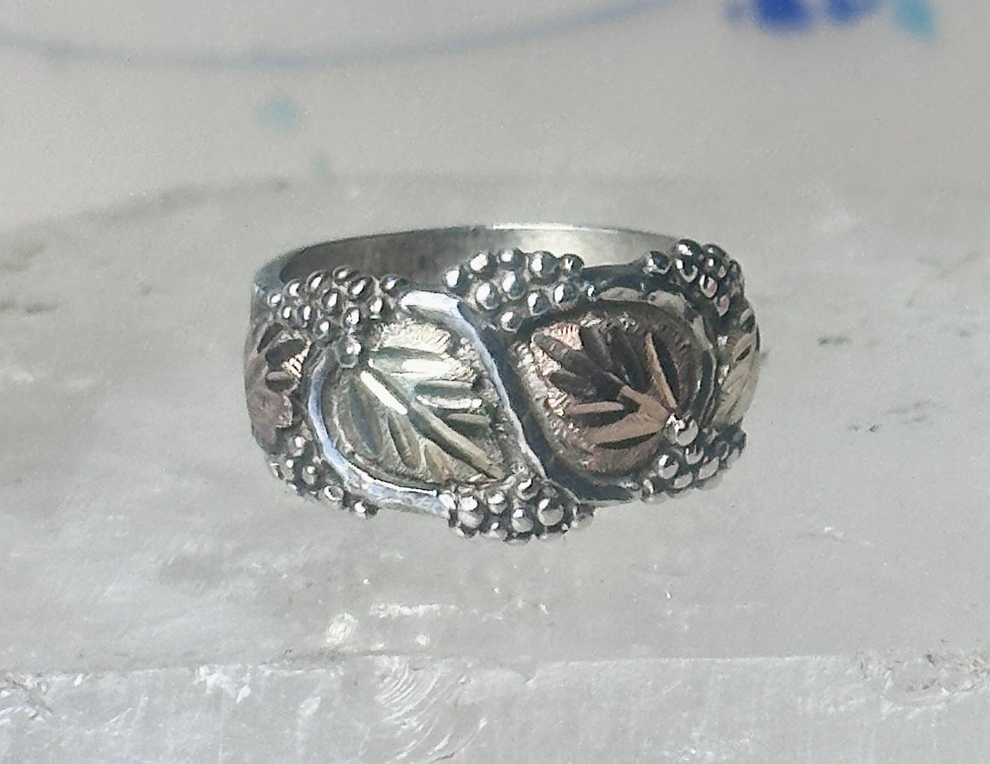 Black Hills ring leaves band pinky wedding size 5.75 sterling silver women