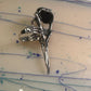Skull Bird Ring Raven long band size 7.75 sterling silver women