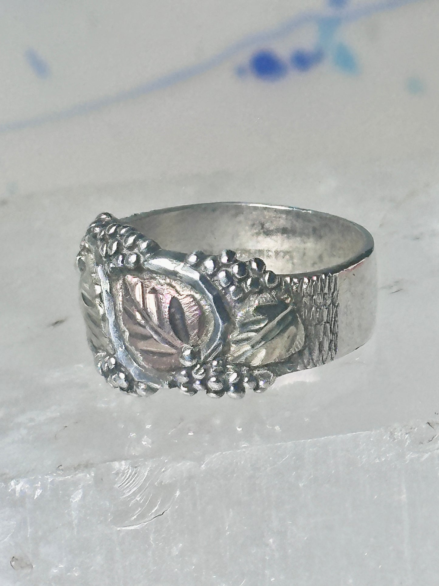 Black Hills ring leaves band pinky wedding size 5.75 sterling silver women
