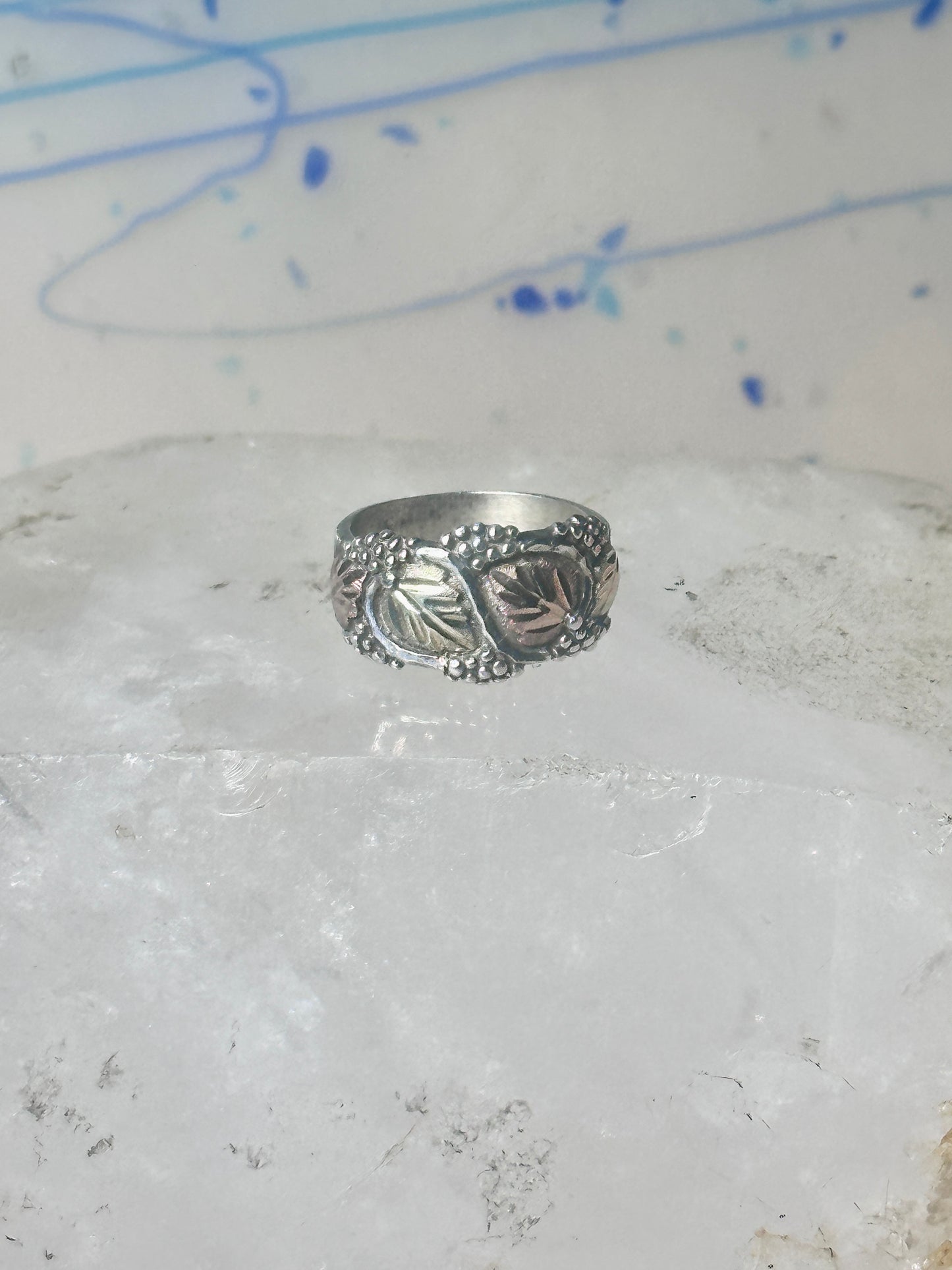 Black Hills ring leaves band pinky wedding size 5.75 sterling silver women