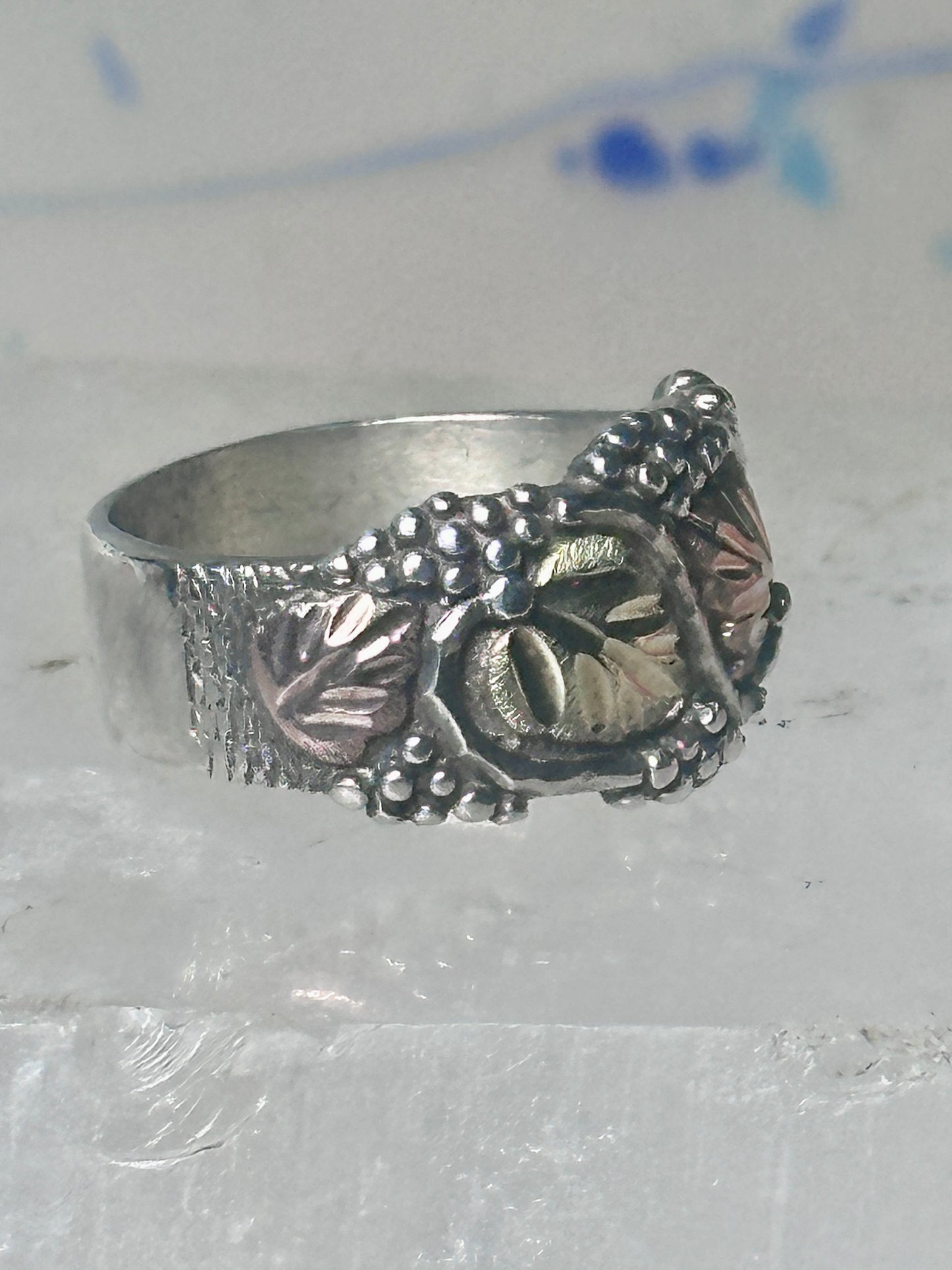 Black Hills ring leaves band pinky wedding size 5.75 sterling silver women