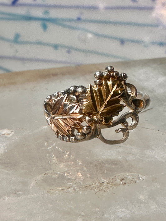 Black Hills Gold ring size 5 leaves band sterling silver women
