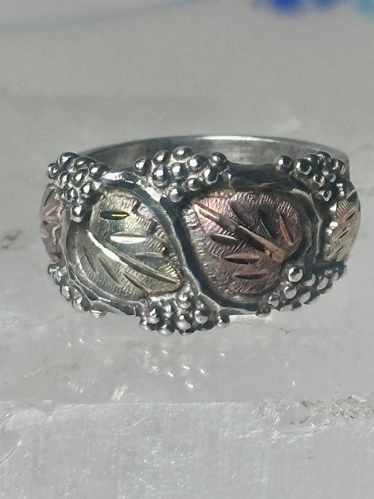Black Hills ring leaves band pinky wedding size 4 sterling silver women