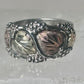 Black Hills ring leaves band pinky wedding size 4 sterling silver women