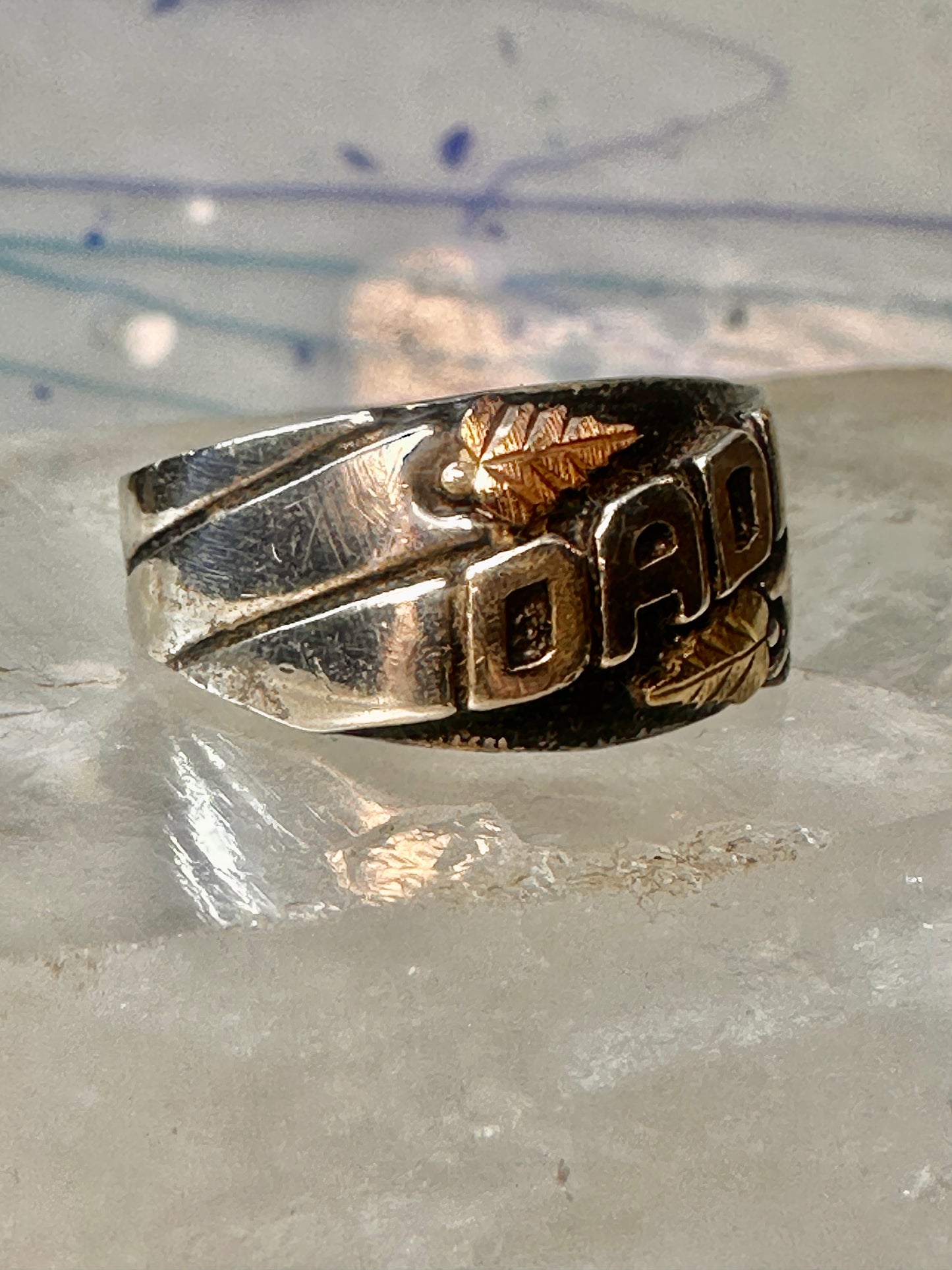 Black Hills Gold ring size 5 leaves Dad Fathers Day band sterling silver women