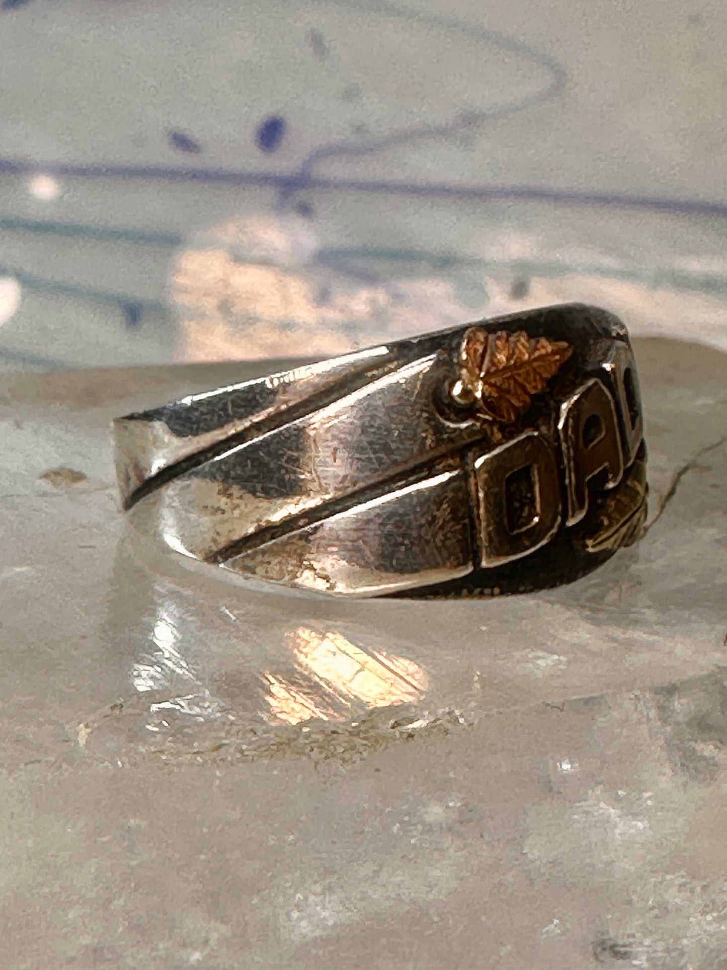 Black Hills Gold ring size 5 leaves Dad Fathers Day band sterling silver women