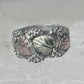 Black Hills ring leaves band pinky wedding size 4 sterling silver women
