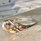 Black Hills Gold ring size 8 Pearl leaves band sterling silver women
