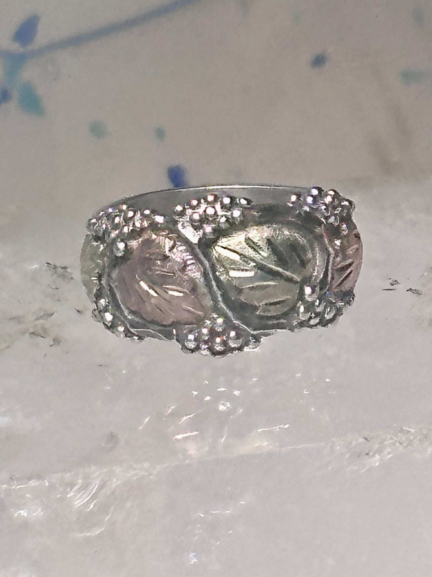 Black Hills ring leaves band pinky wedding size 4 sterling silver women
