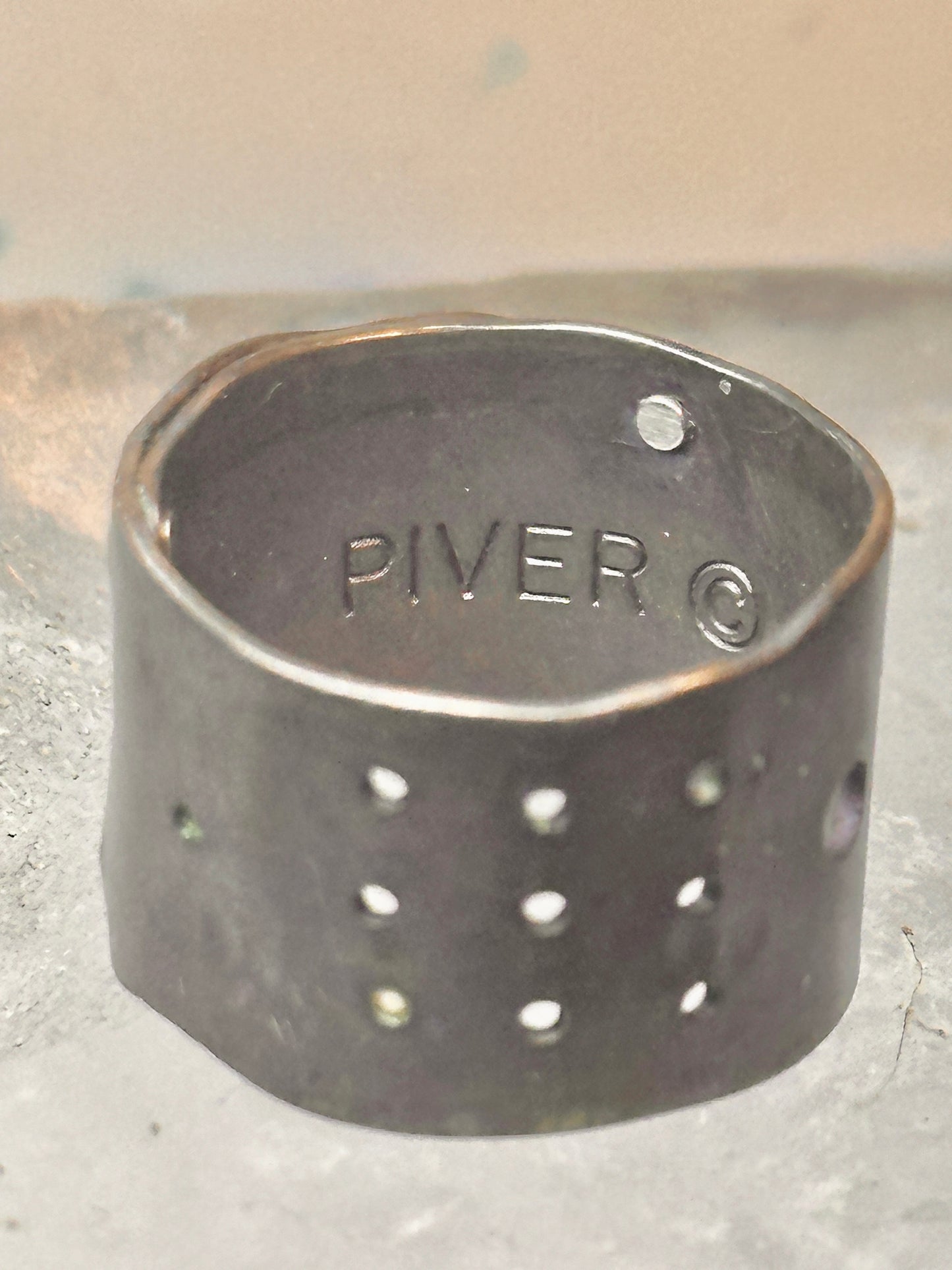 Piver ring band Brutalist face figurative size 6 sterling silver copper women