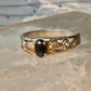 Black Hills Gold ring onyx band size 7.75 leaves sterling silver women