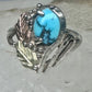 Vintage Sterling Silver Sleeping Beauty Turquoise Black Hills Gold Leaf Ring Size 5 925
