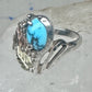 Vintage Sterling Silver Sleeping Beauty Turquoise Black Hills Gold Leaf Ring Size 5 925