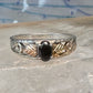 Black Hills Gold ring onyx band size 7.75 leaves sterling silver women