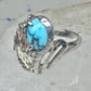 Vintage Sterling Silver Sleeping Beauty Turquoise Black Hills Gold Leaf Ring Size 5 925