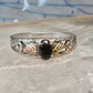 Black Hills Gold ring onyx band size 7.75 leaves sterling silver women