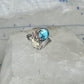 Vintage Sterling Silver Sleeping Beauty Turquoise Black Hills Gold Leaf Ring Size 5 925