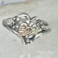 Vintage Sterling Silver Black Hills Gold Leaf Heart Ring Coleman Co Size 5.75 925