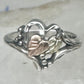 Vintage Sterling Silver Black Hills Gold Leaf Heart Ring Coleman Co Size 5.75 925