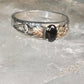 Black Hills Gold ring onyx band size 7.75 leaves sterling silver women