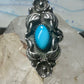 Long Navajo ring  turquoise squash blossom leaves size 7.75 sterling silver women