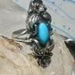 Long Navajo ring  turquoise squash blossom leaves size 7.75 sterling silver women