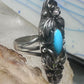 Long Navajo ring  turquoise squash blossom leaves size 7.75 sterling silver women
