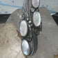 Long Navajo ring mother of pearl MOP leaves size 7.75 sterling silver women