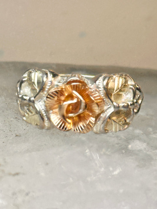 Black Hills Gold ring rose band size 6.75 sterling silver women