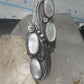 Long Navajo ring mother of pearl MOP leaves size 7.75 sterling silver women