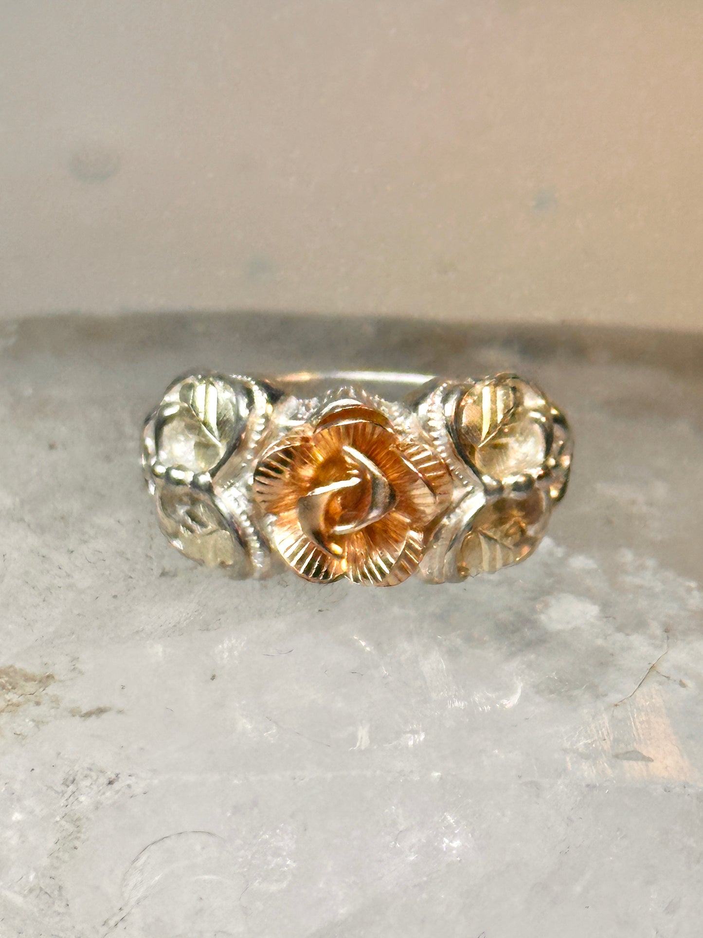 Black Hills Gold ring rose band size 6.75 sterling silver women