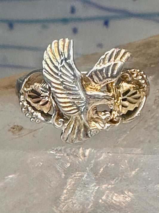 Black Hills Gold ring size 7.5 Eagle leaves band sterling silver women
