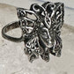 Butterfly ring Lady Face Art Deco size 6 marcasites  sterling silver band women girls