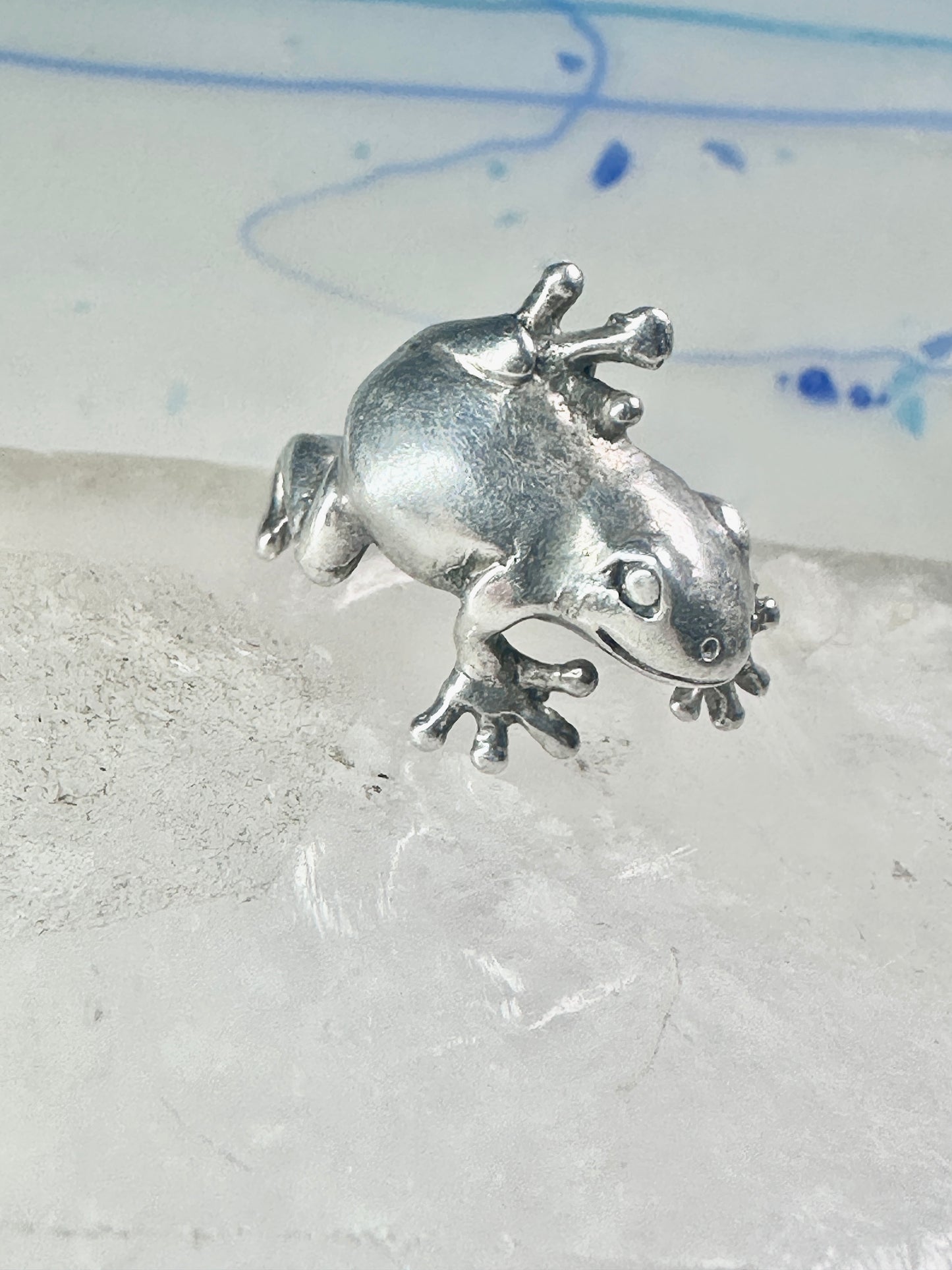 Vintage Frog ring reptile lizard band size 8.25 sterling silver women