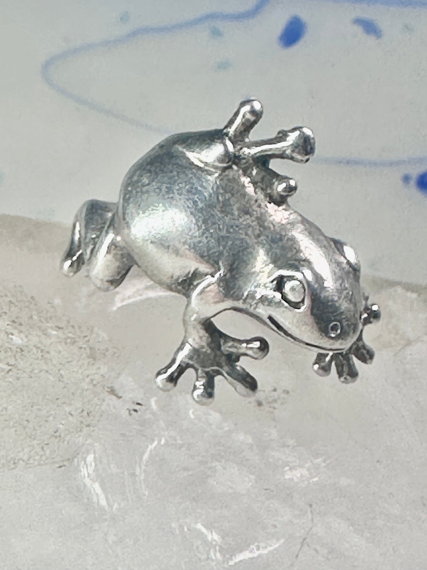 Vintage Frog ring reptile lizard band size 8.25 sterling silver women