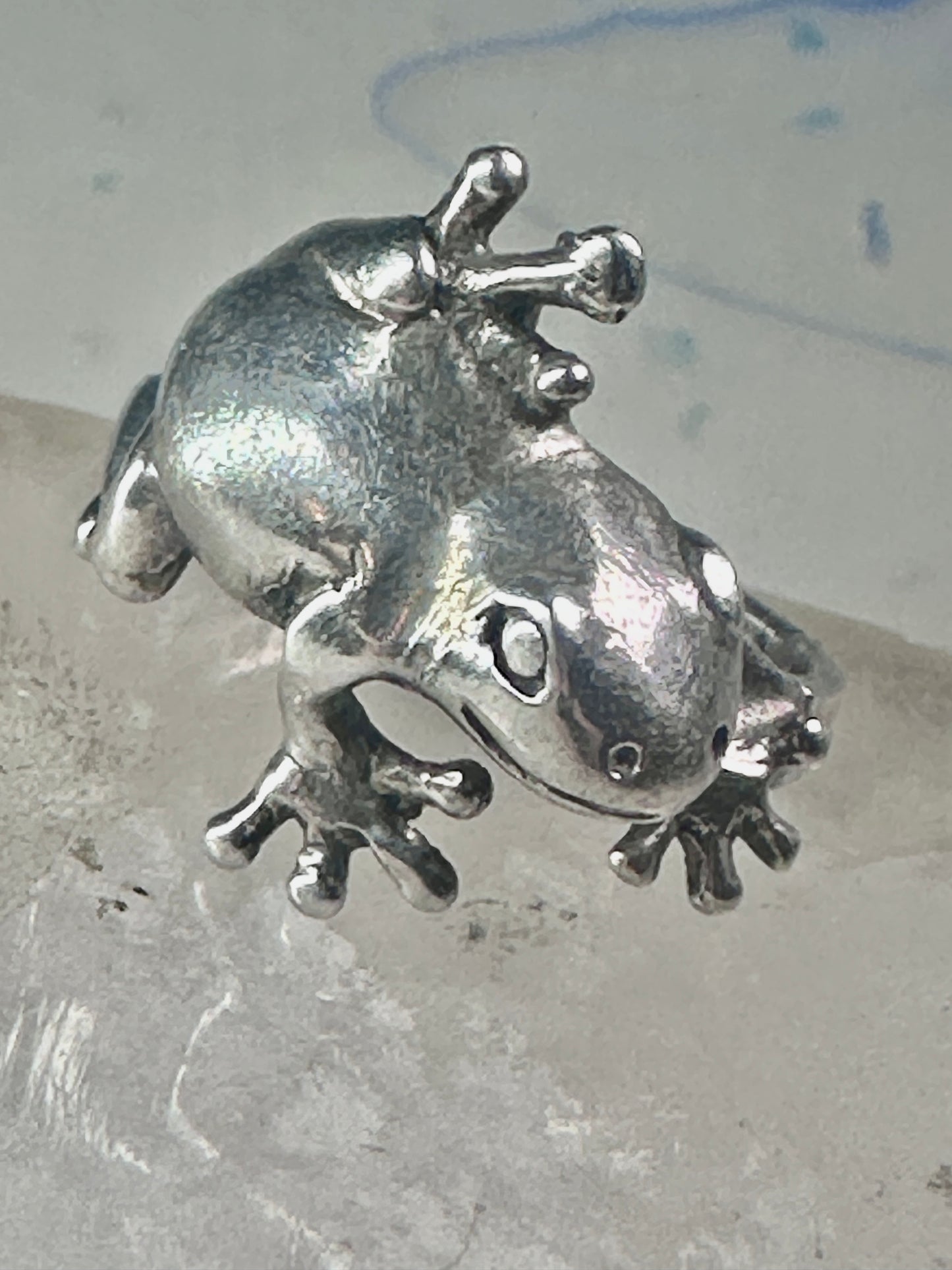 Vintage Frog ring reptile lizard band size 8.25 sterling silver women